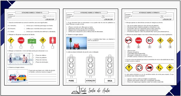 Atividades sobre o Trânsito para o 2º e 3º ano fundamental