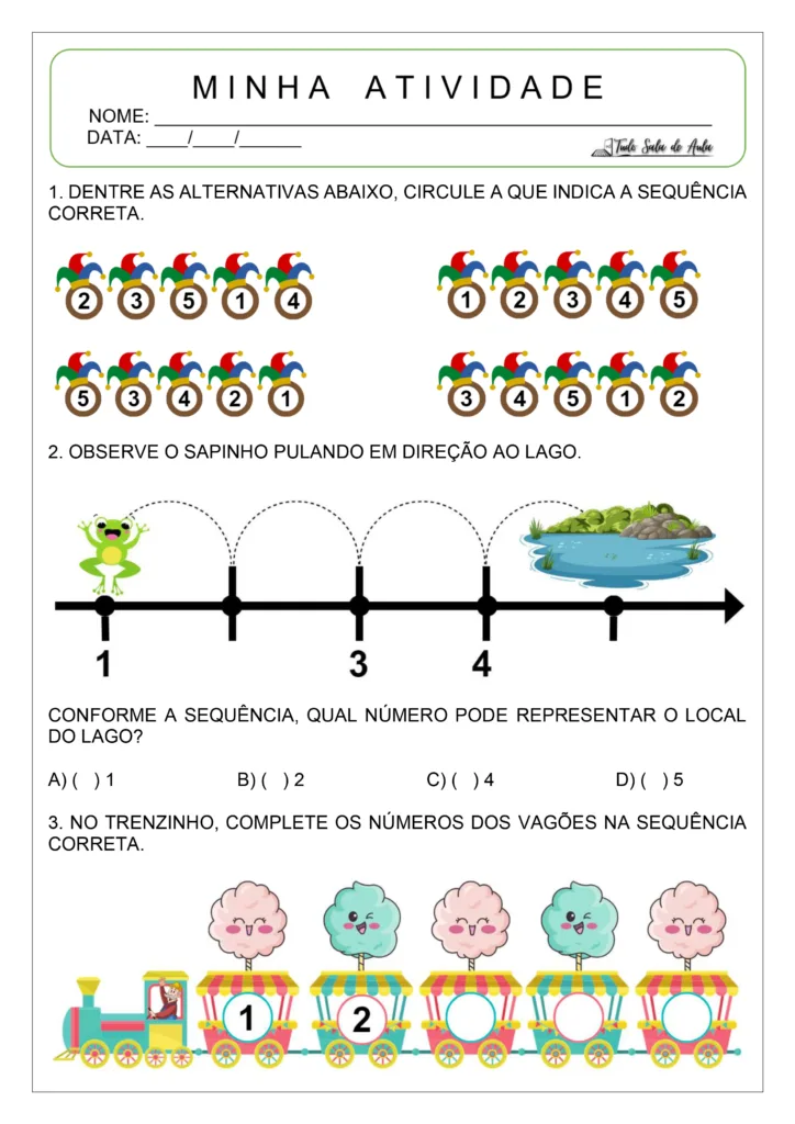 Atividade Sequência Numérica para Educação Infantil 