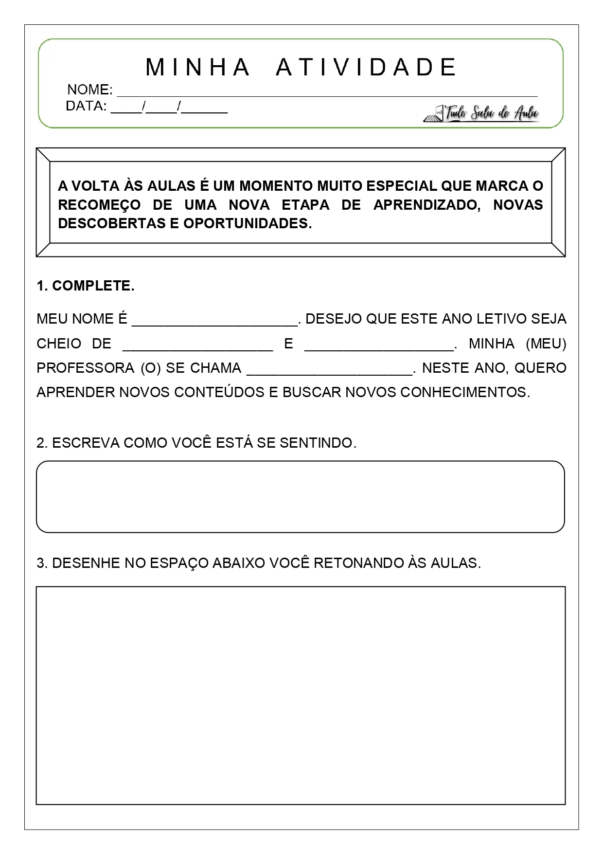 10 Atividades de Volta às Aulas para a Educação Infantil