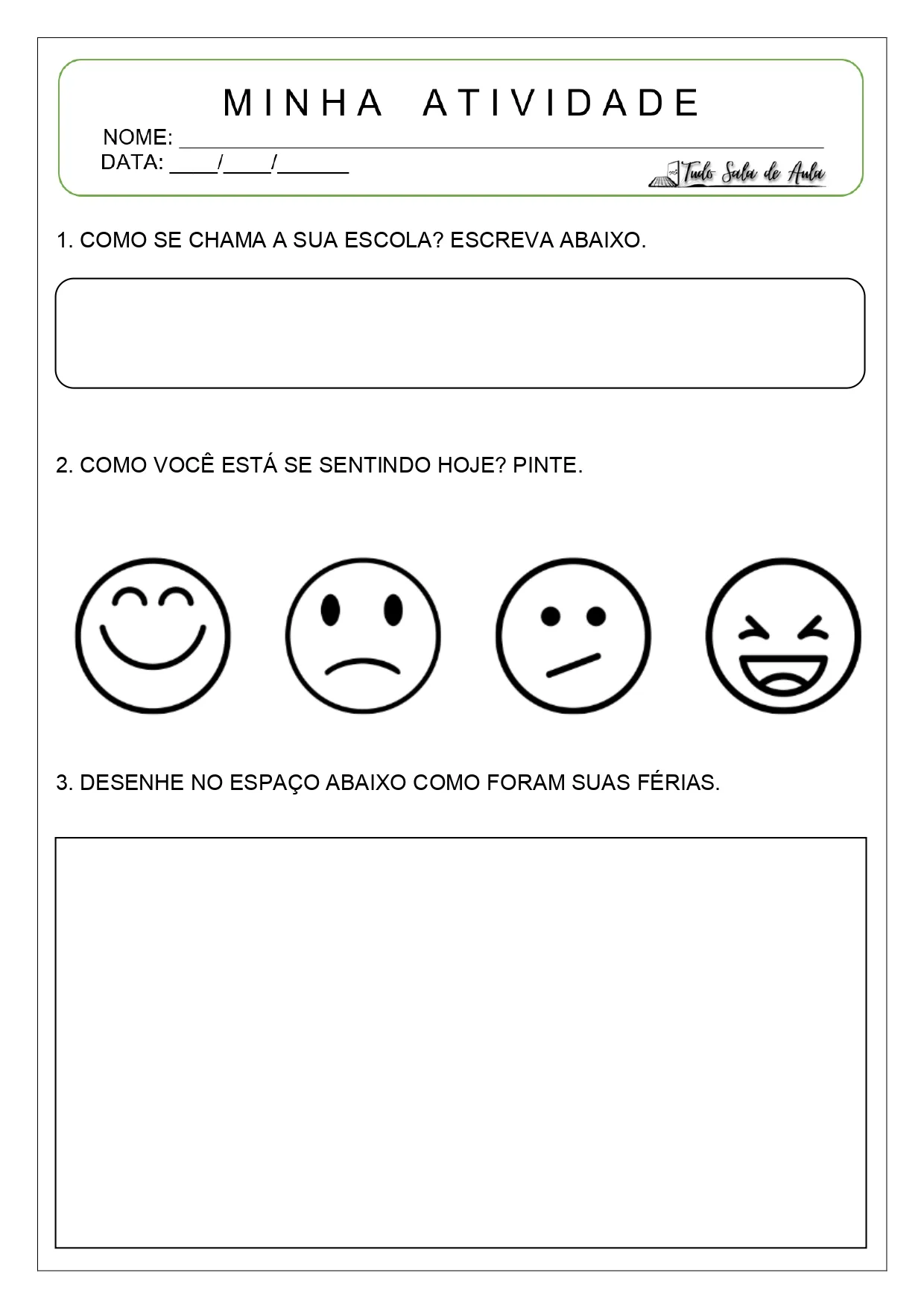 10 Atividades de Volta às Aulas para a Educação Infantil