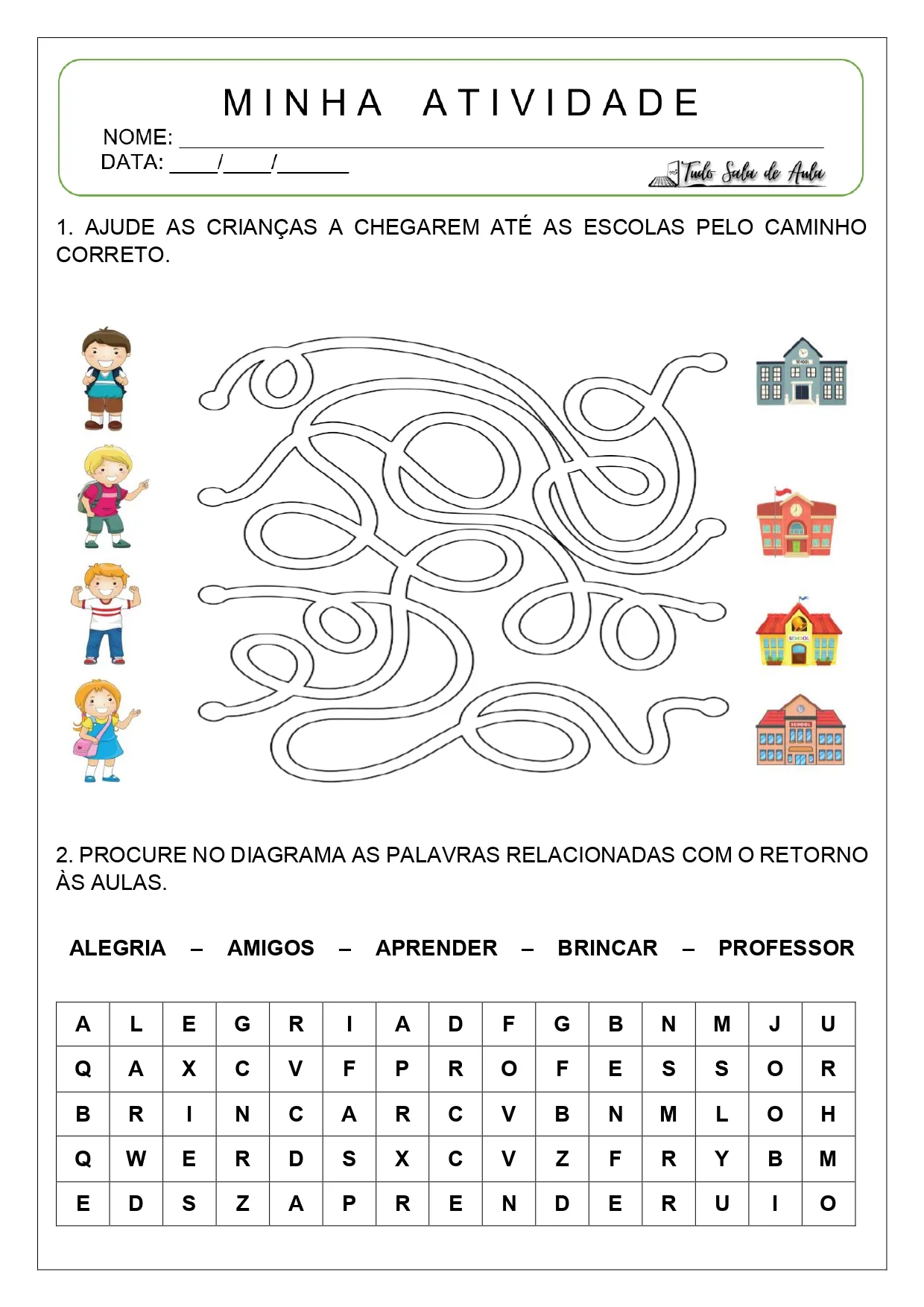 10 Atividades de Volta às Aulas para a Educação Infantil