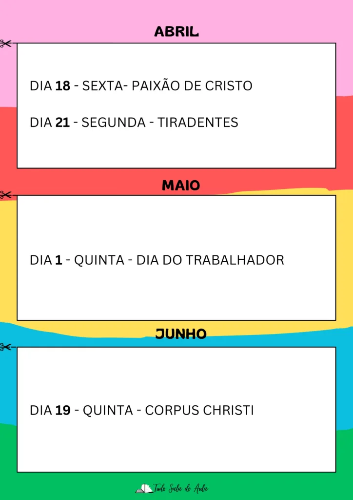 Calendário Educação Infantil 2025