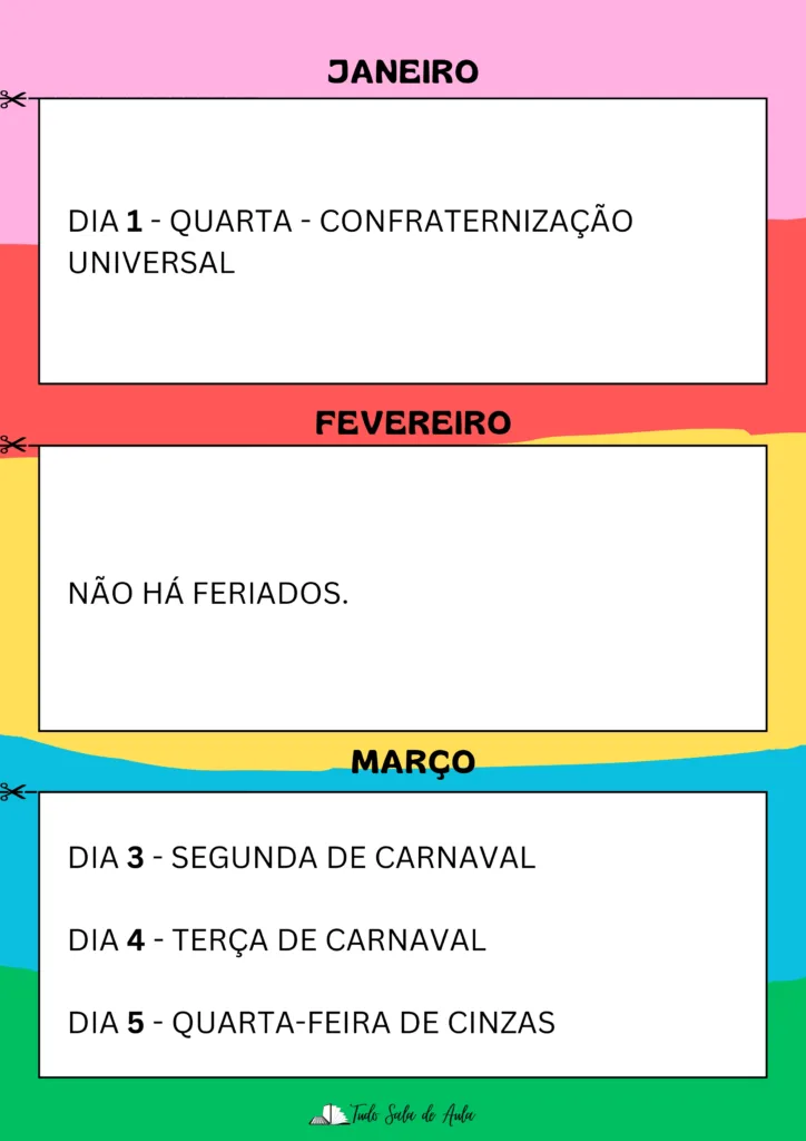 Calendário Educação Infantil 2025