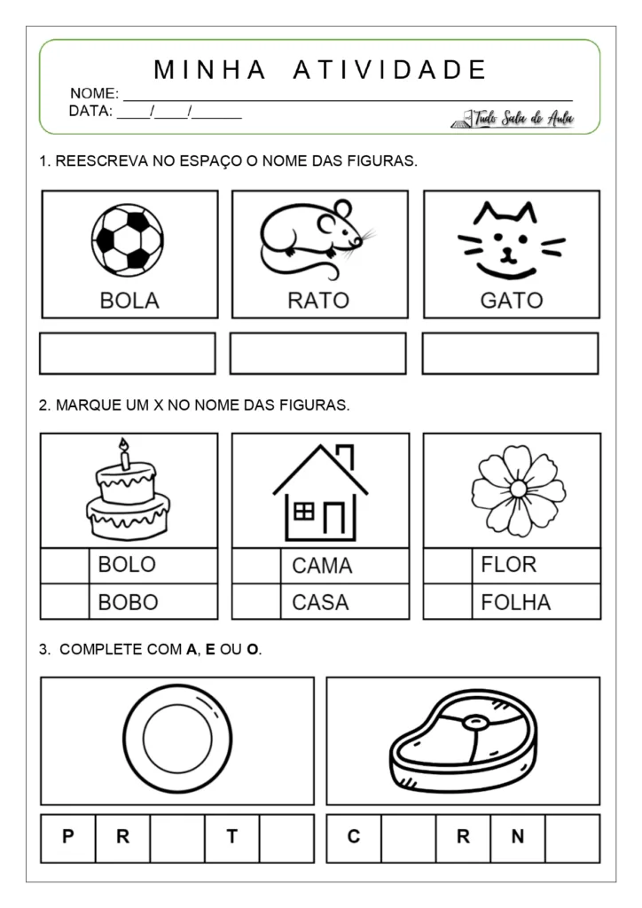 Atividades de alfabetização crianças de 4 anos