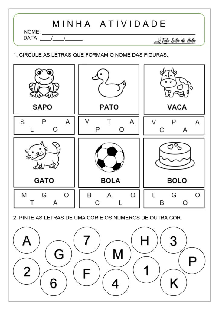 Atividades de alfabetização crianças de 4 anos