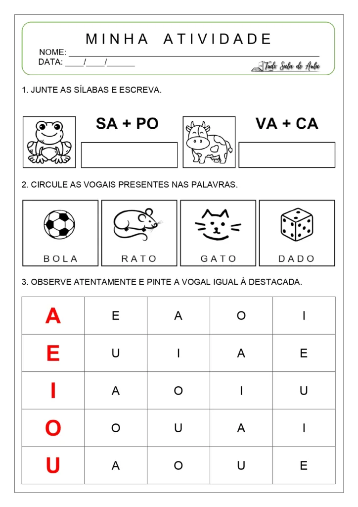 Atividades de alfabetização crianças de 4 anos