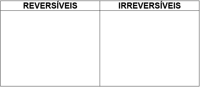 Atividade sobre Misturas Reversíveis e Irreversíveis