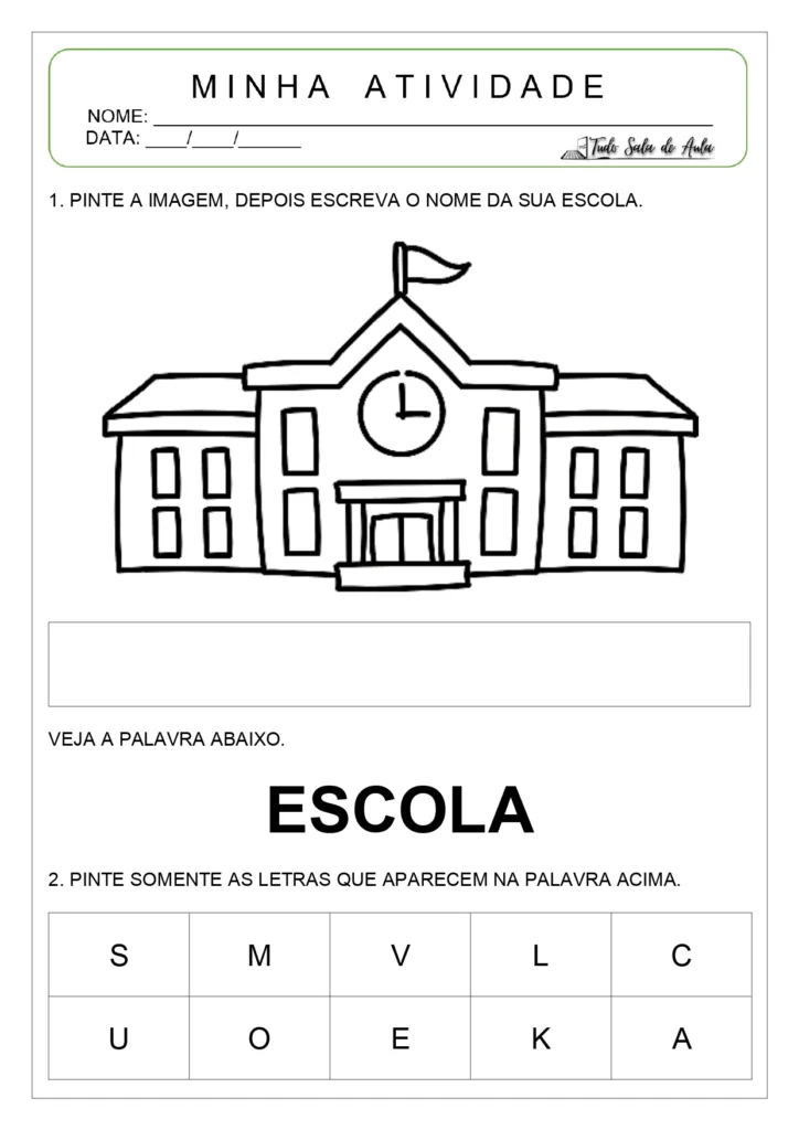 Atividades dia da escola