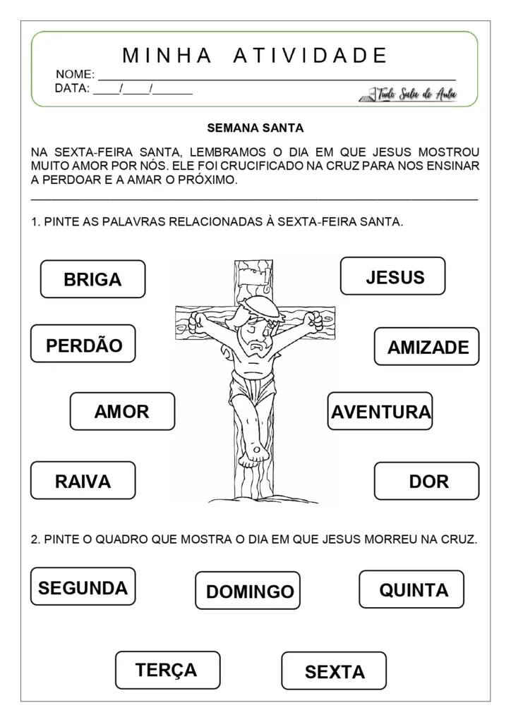 atividade semana santa