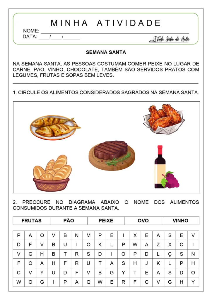 atividade semana santa