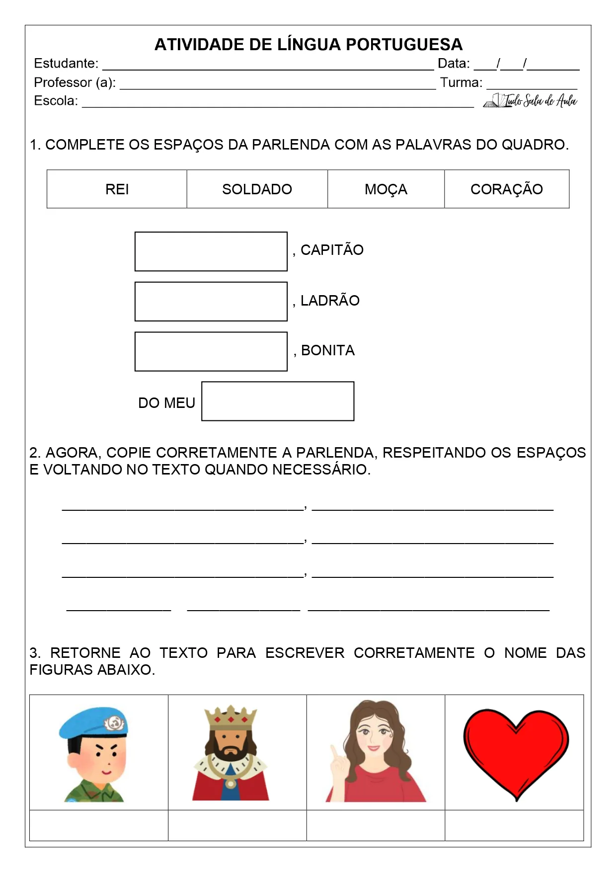 atividade reescrita de texto 1º e 2º ano