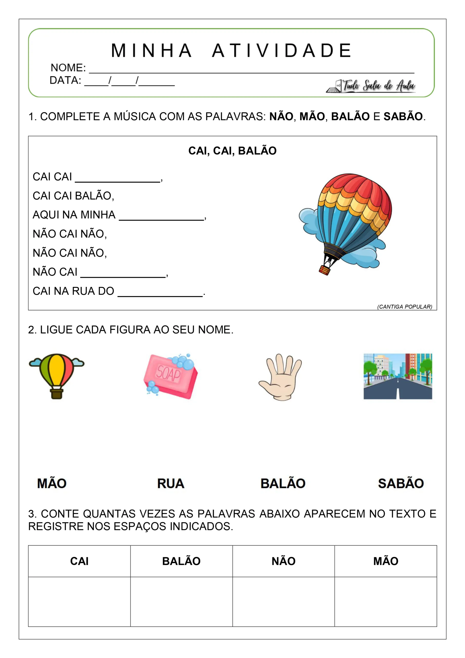 atividade cai cai balão educação infantil