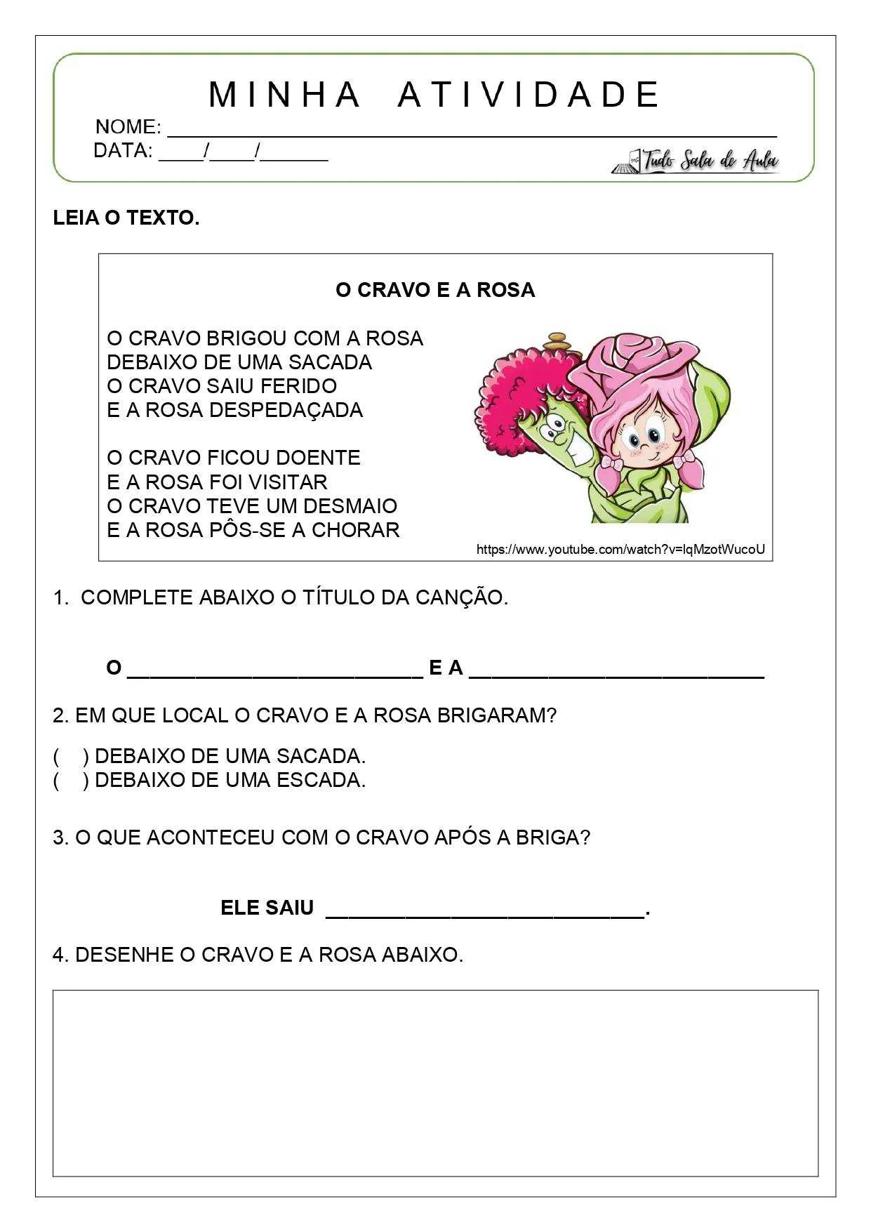Atividades de interpretação de cantigas