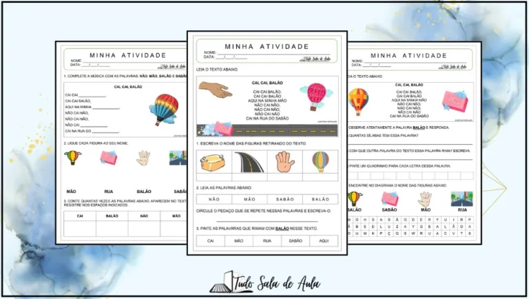 Atividades sobre a Cantiga Cai, Cai Balão para Educação Infantil