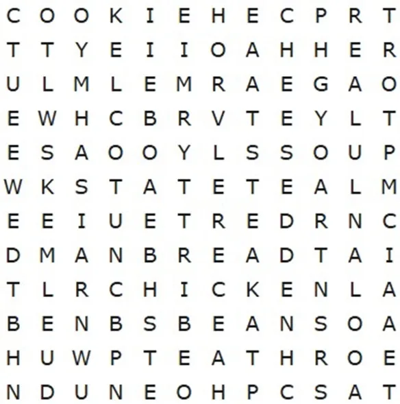 Atividade sobre comidas em inglês