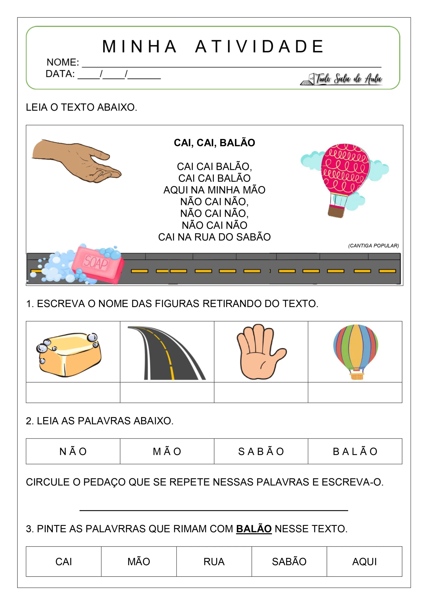 atividade cai cai balão educação infantil