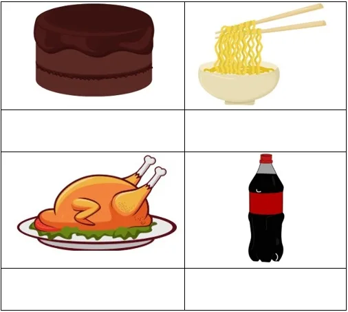 Atividade sobre comidas em inglês