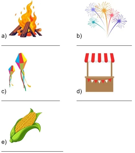 Atividade de inglês festas juninas