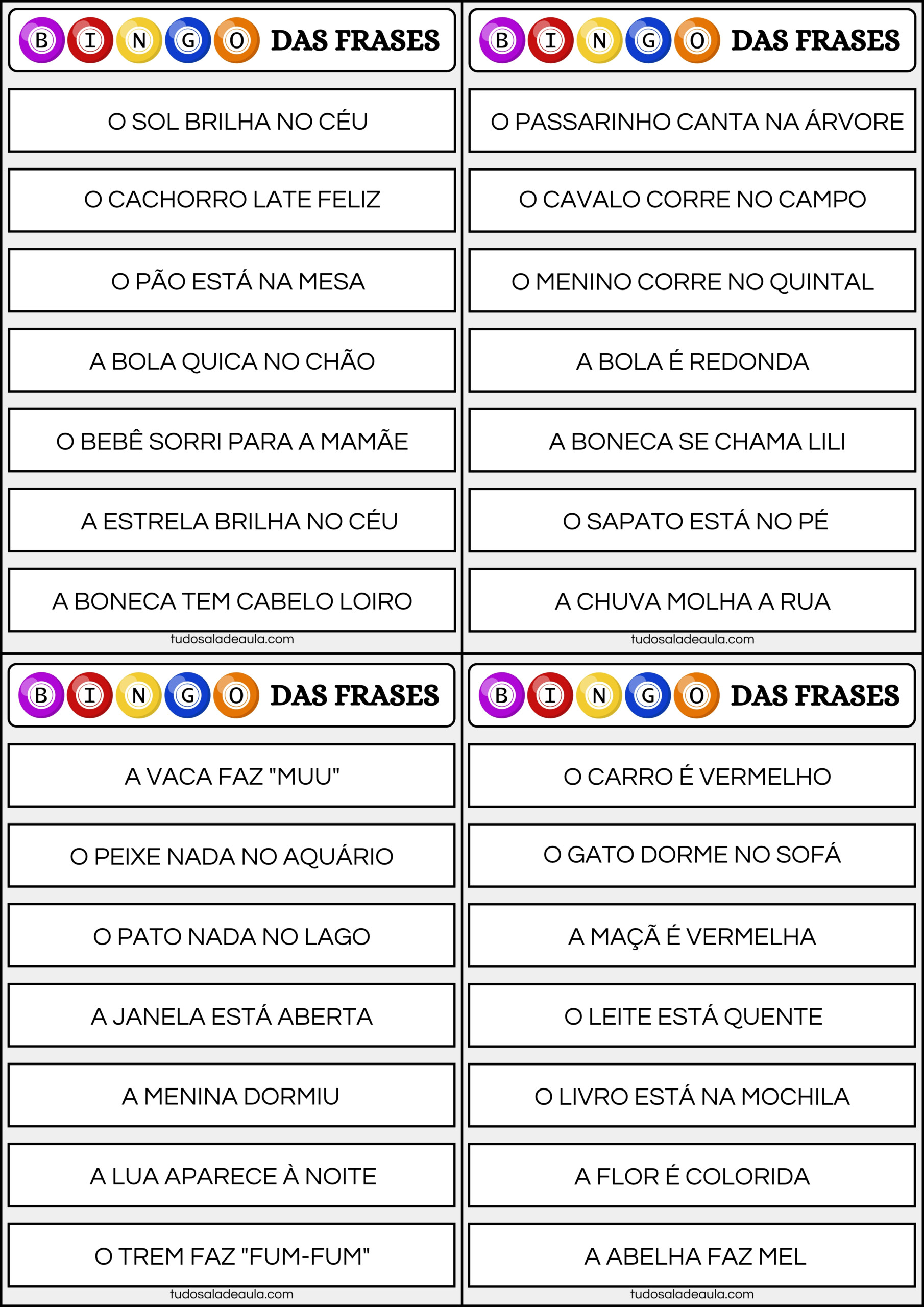 jogo bingo das frases