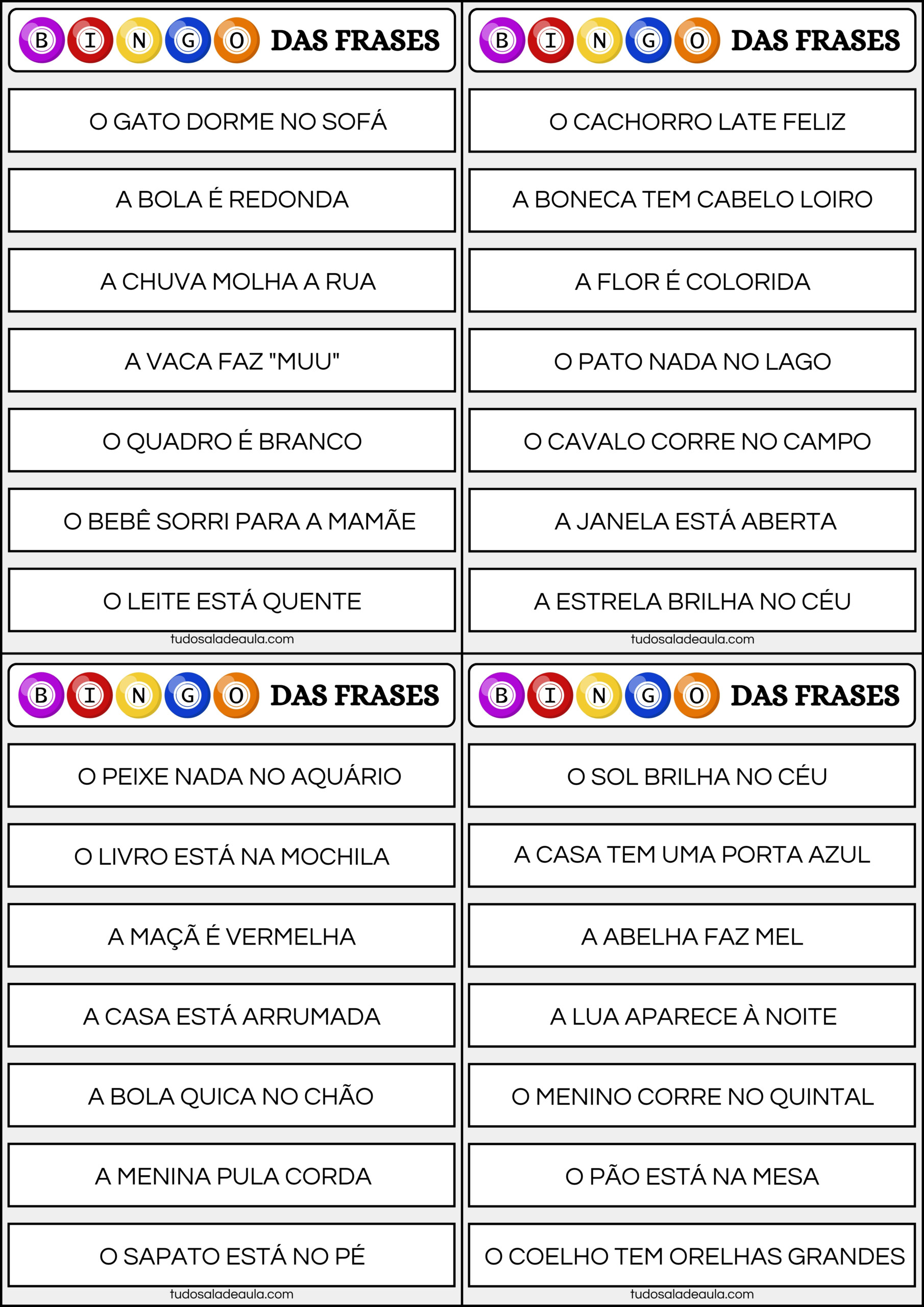 jogo bingo das frases
