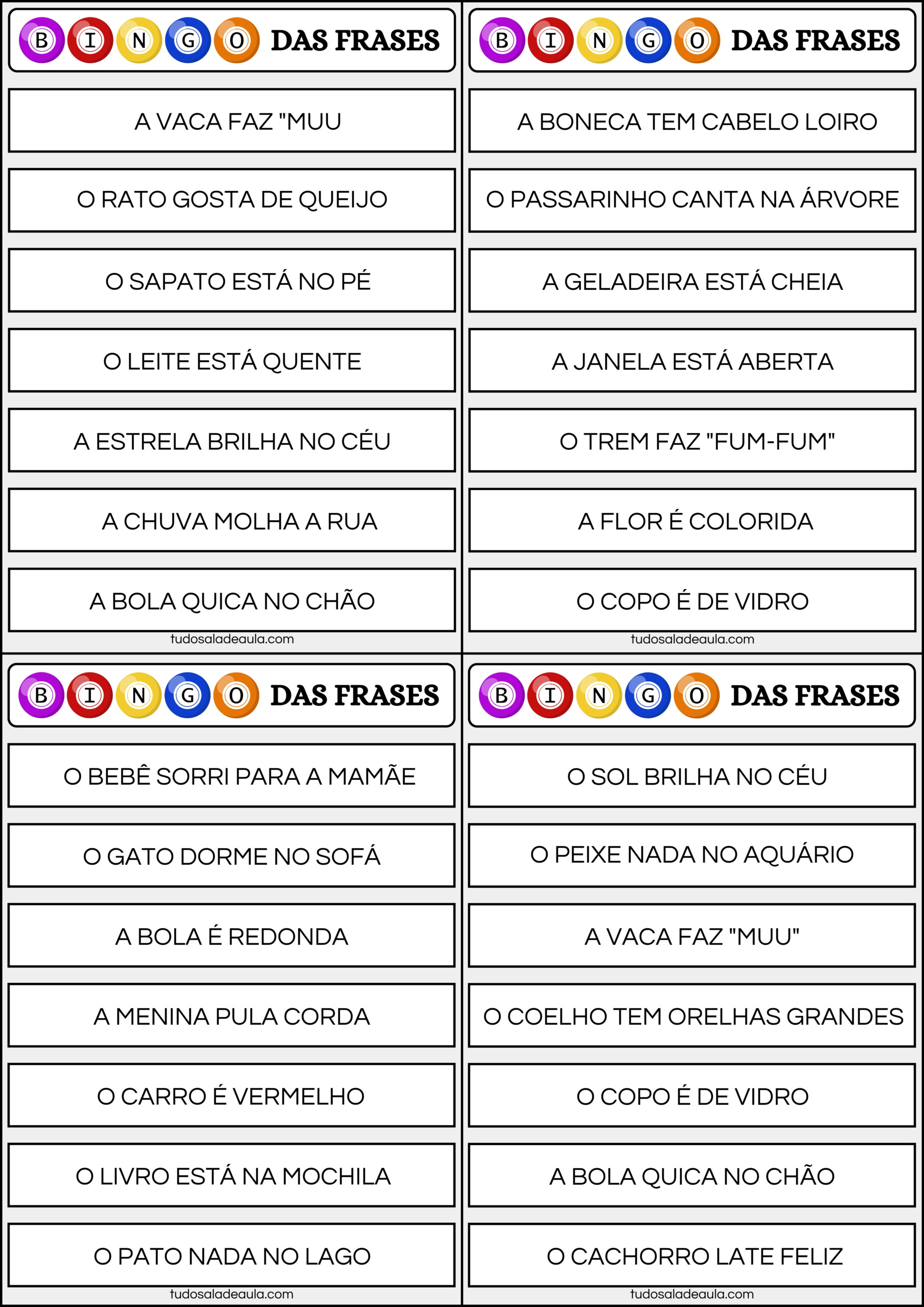 jogo bingo das frases
