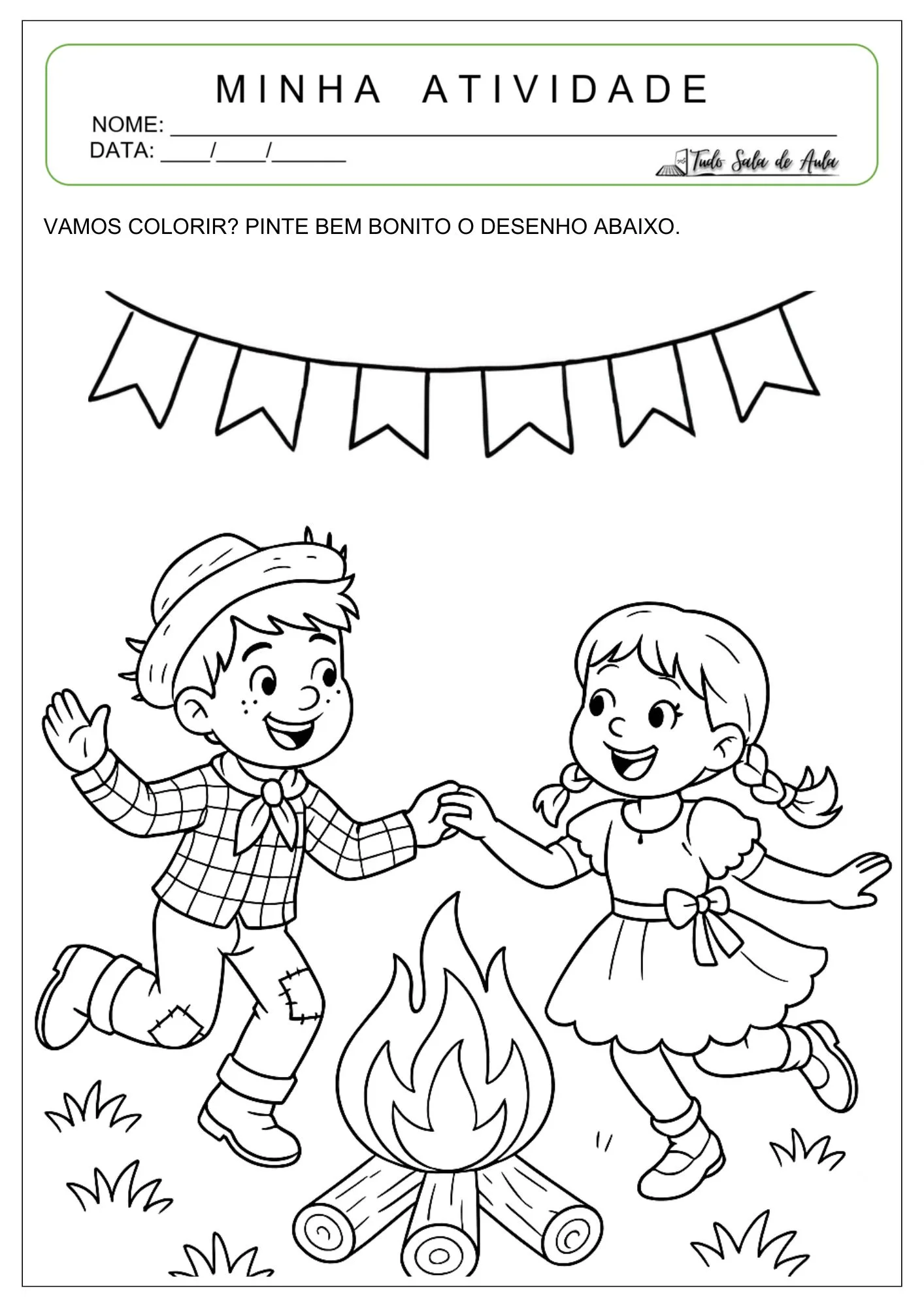 10 Desenhos para Colorir sobre Festas Juninas