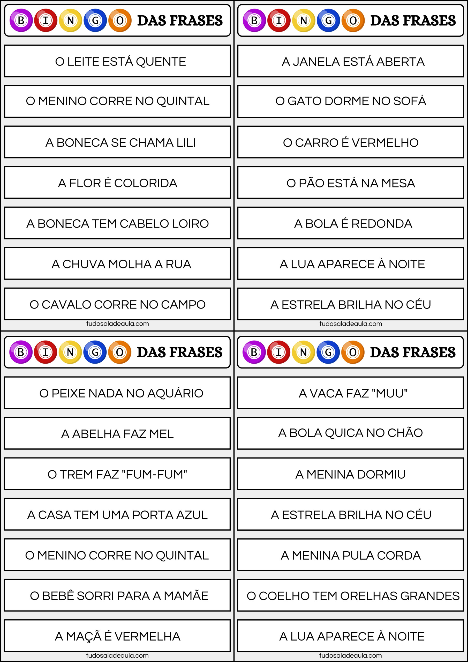 jogo bingo das frases