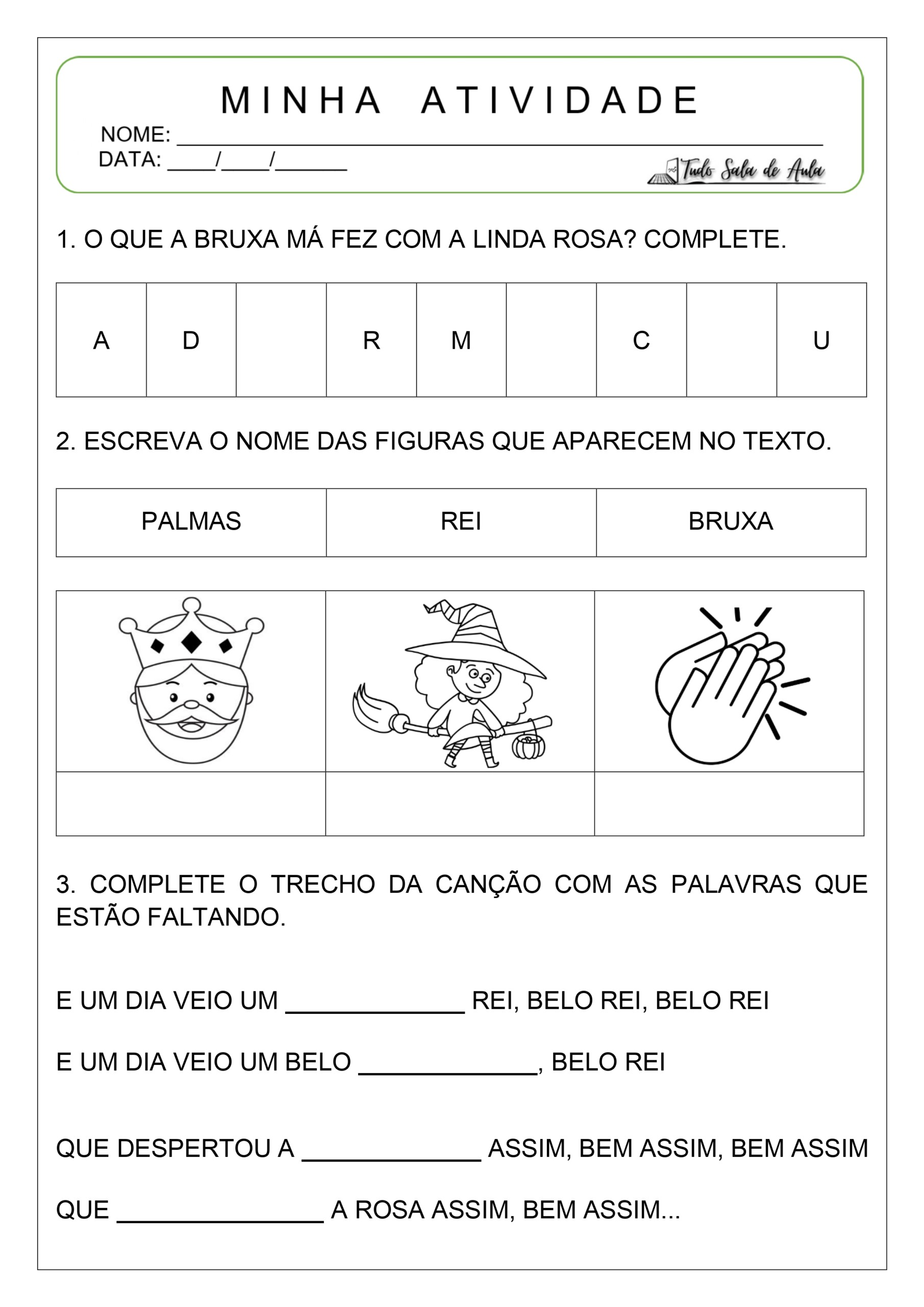 Atividade a linda rosa juvenil educação infantil