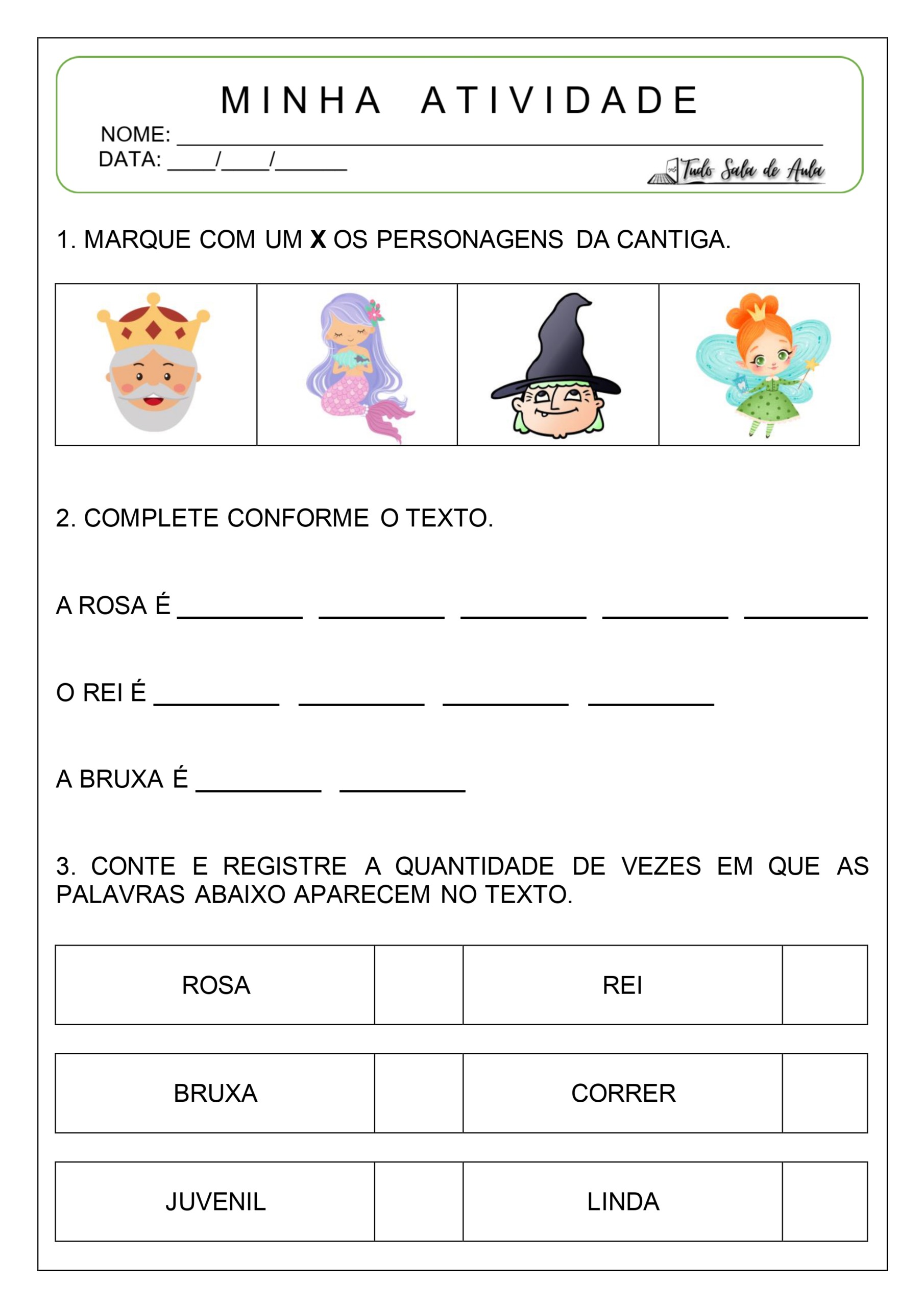 Atividade a linda rosa juvenil educação infantil