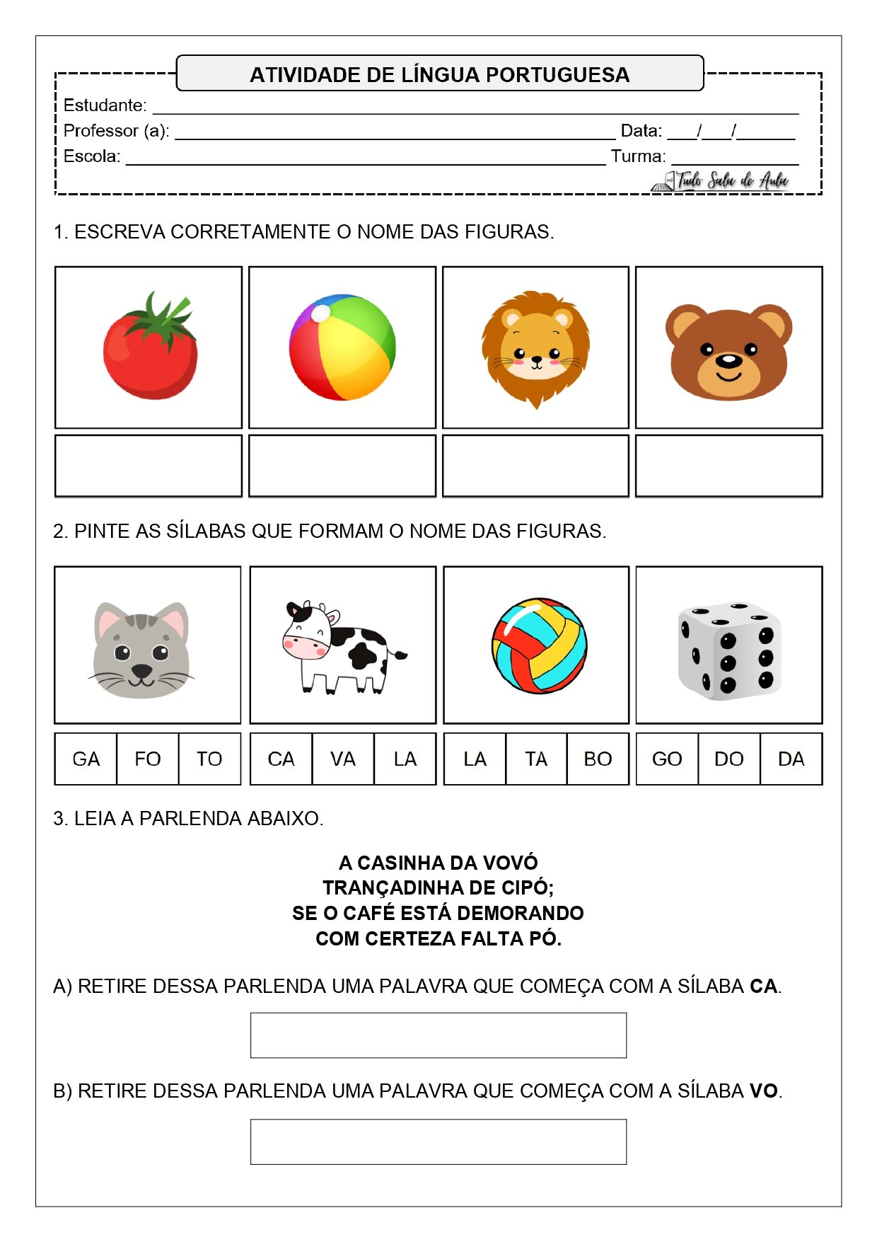 atividades alunos silábicos
