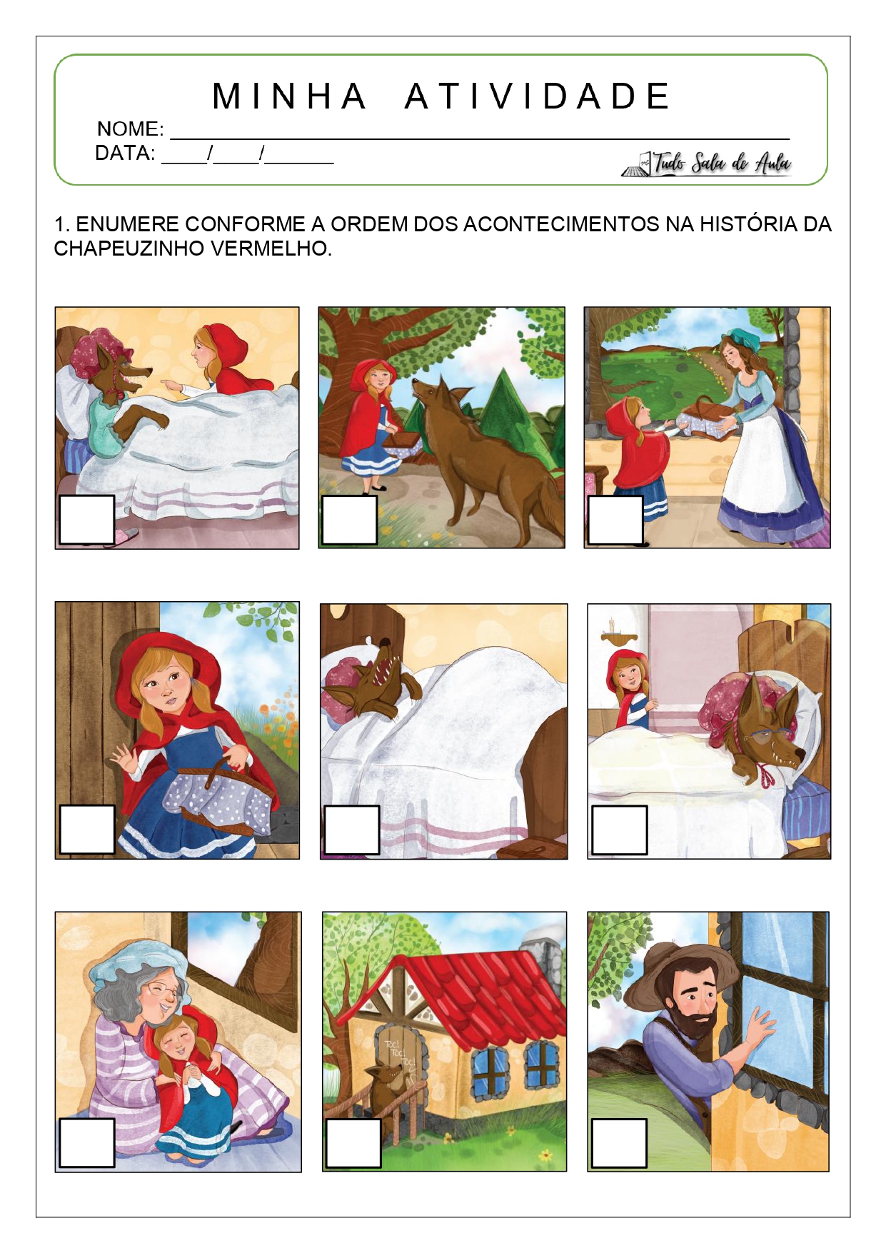 atividade chapeuzinho vermelho educação infantil