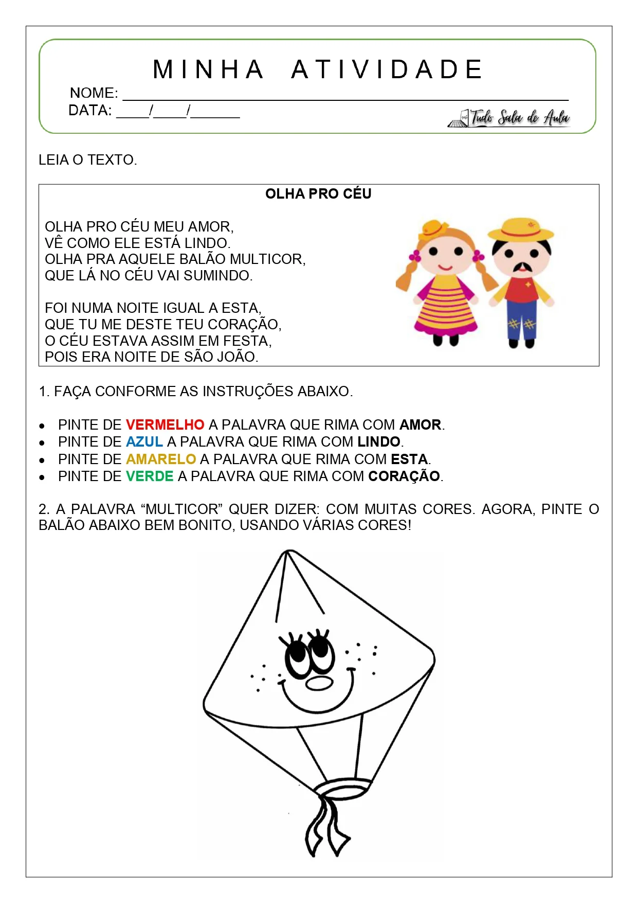 atividades músicas juninas 1º ano