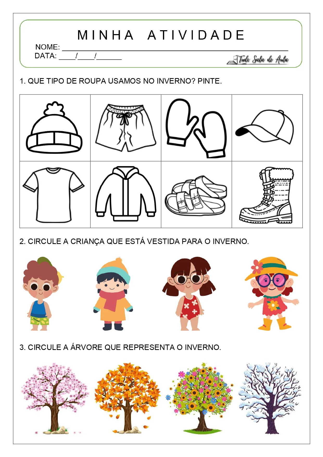 Atividades sobre o inverno