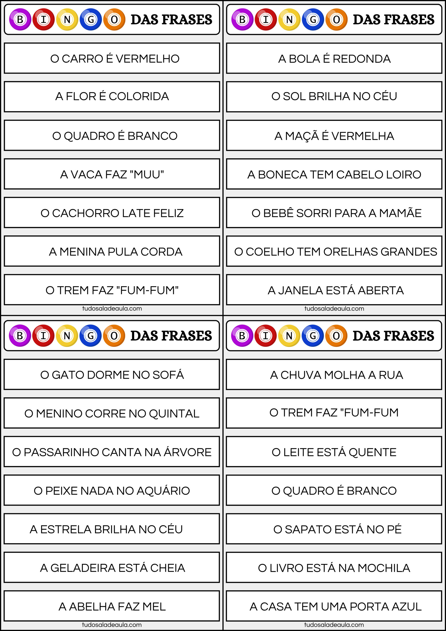 jogo bingo das frases