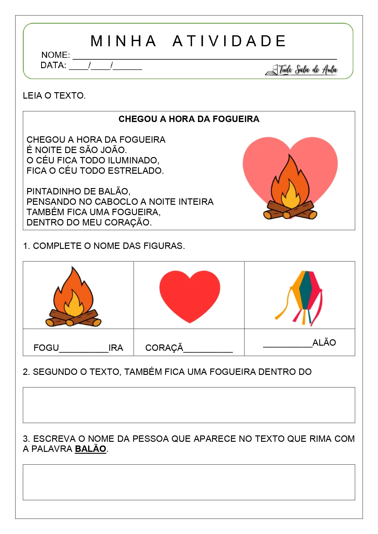 atividades músicas juninas 1º ano