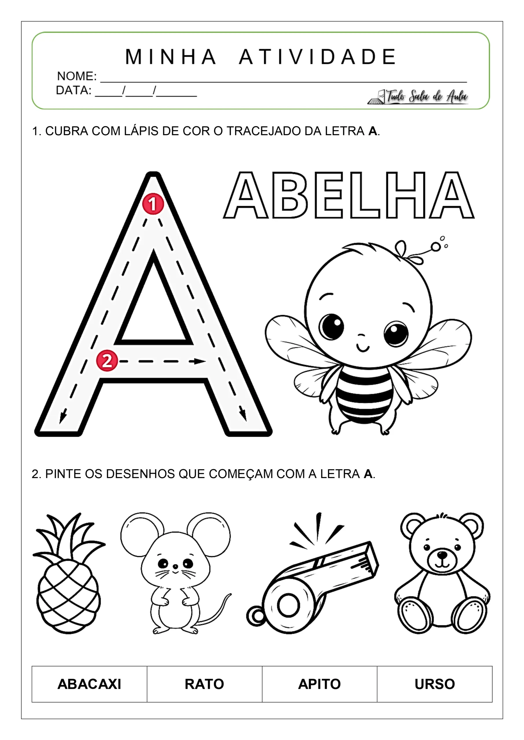 Atividades letra a para maternal
