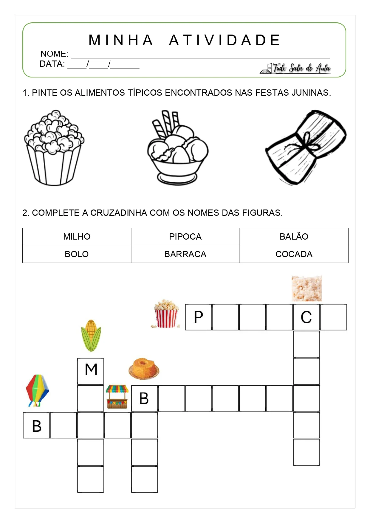 Atividades sobre festas juninas alfabetização