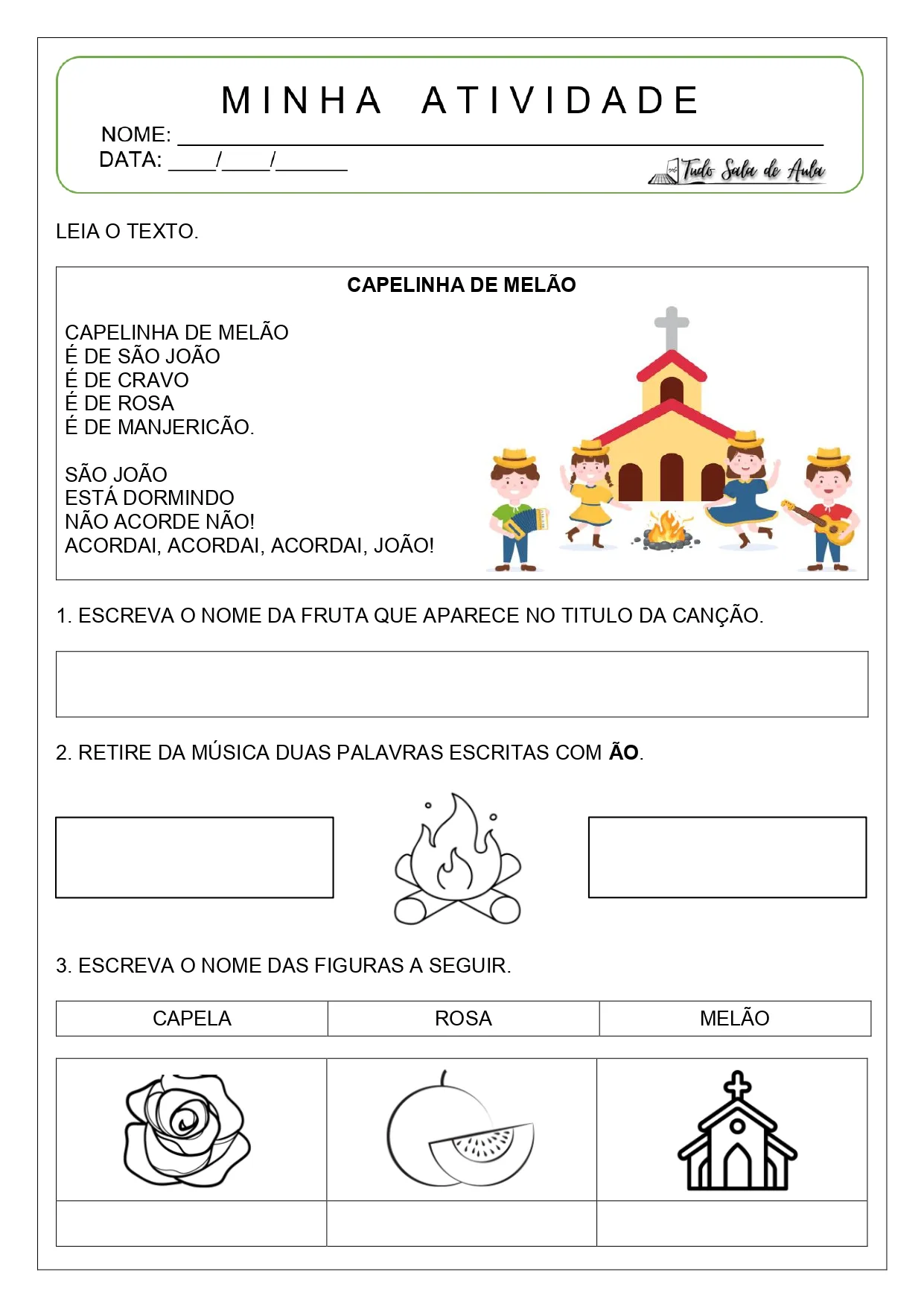 atividades músicas juninas 1º ano