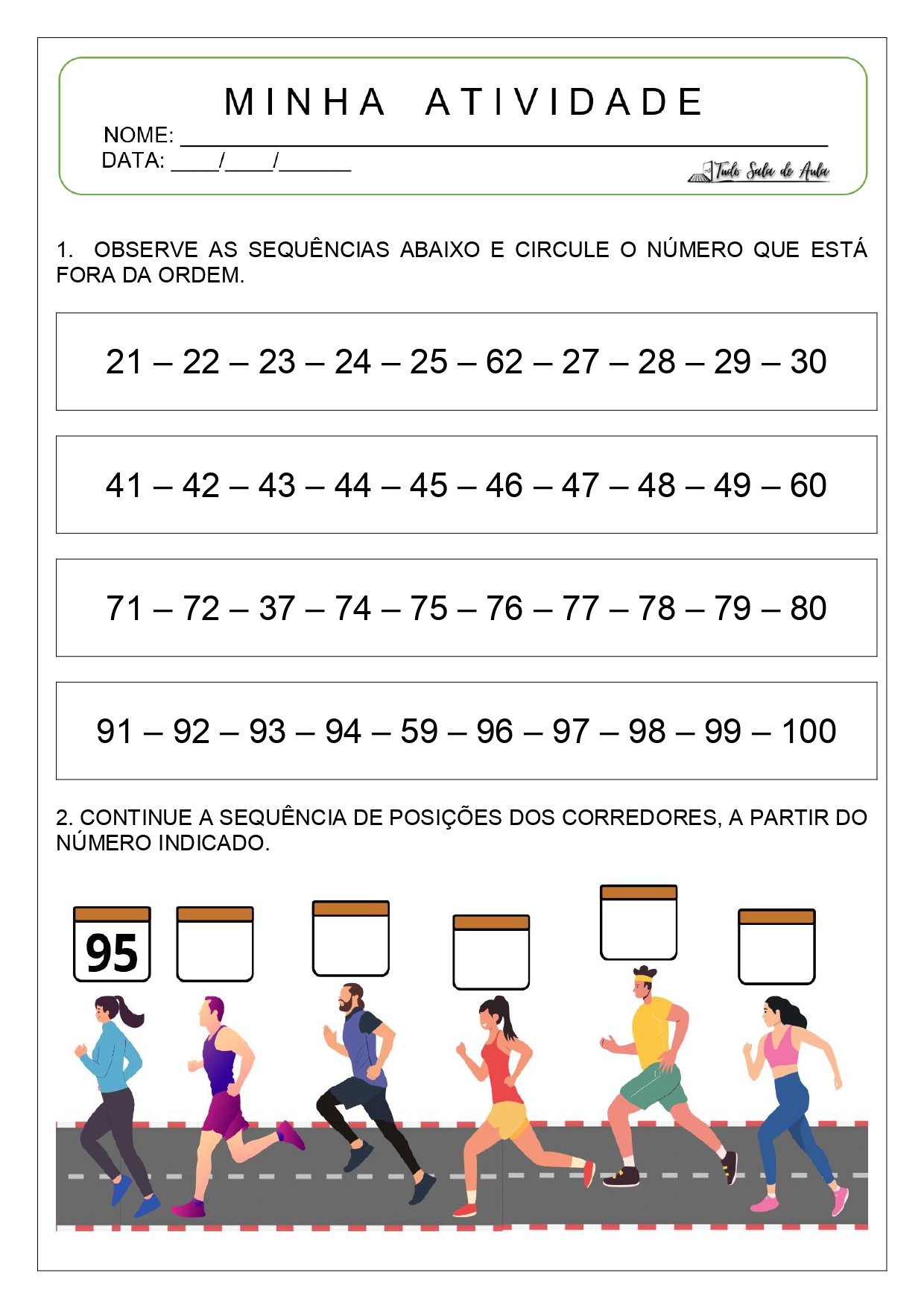Sequência numérica até 100