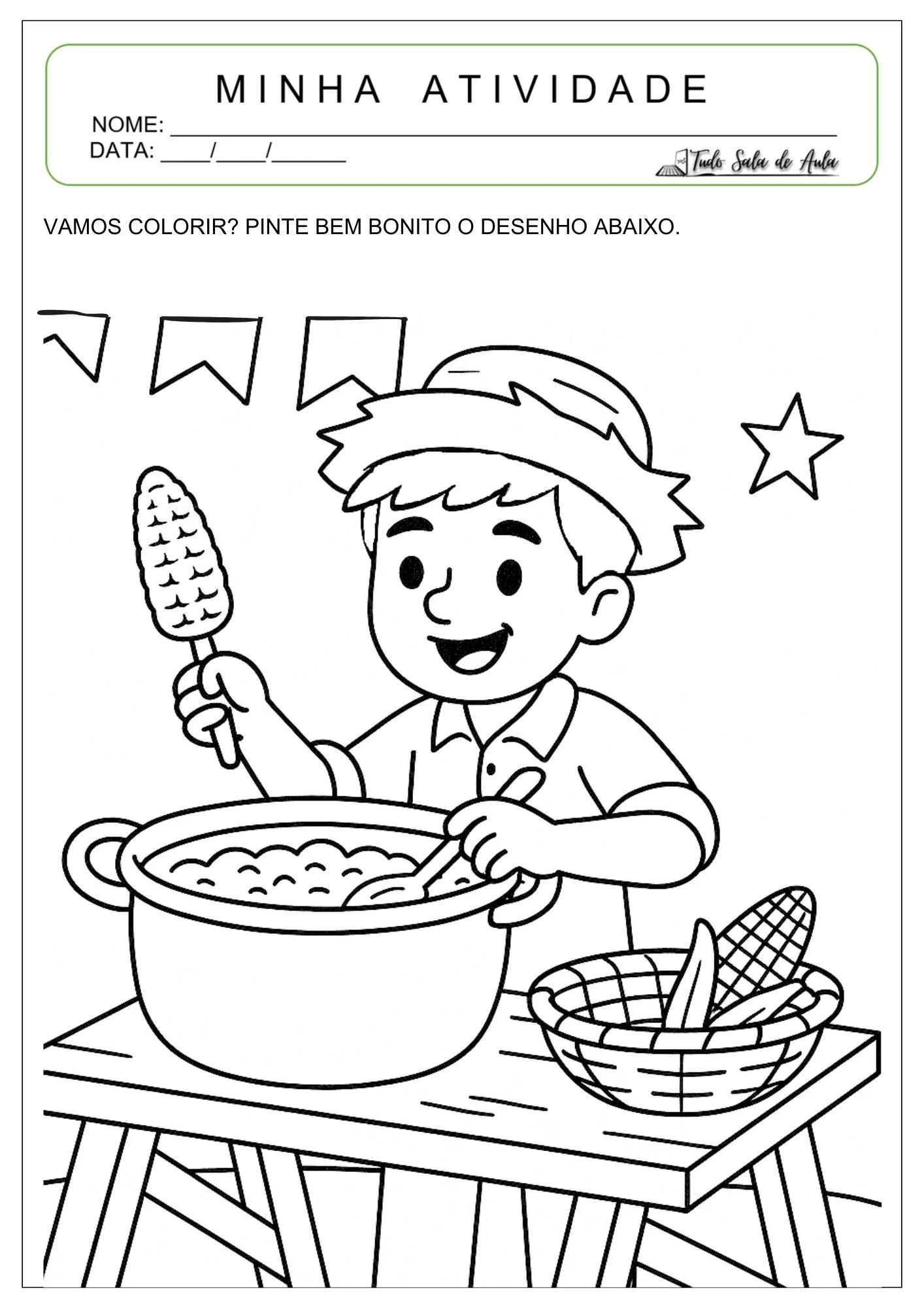 10 Desenhos para Colorir sobre Festas Juninas