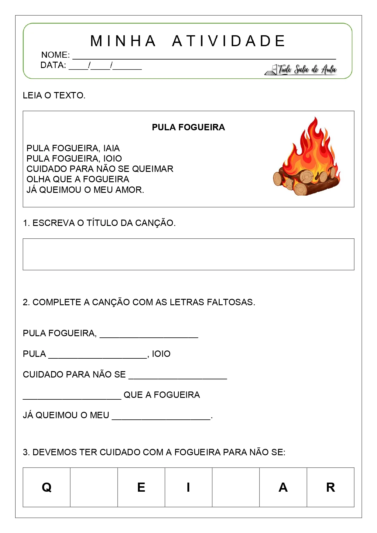 atividades músicas juninas 1º ano