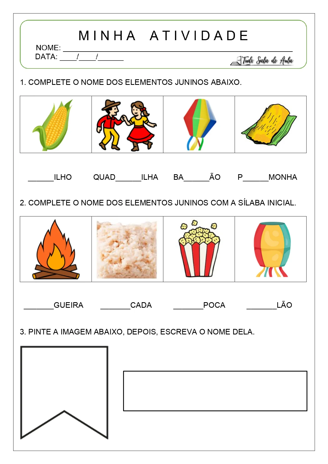 Atividades sobre festas juninas alfabetização
