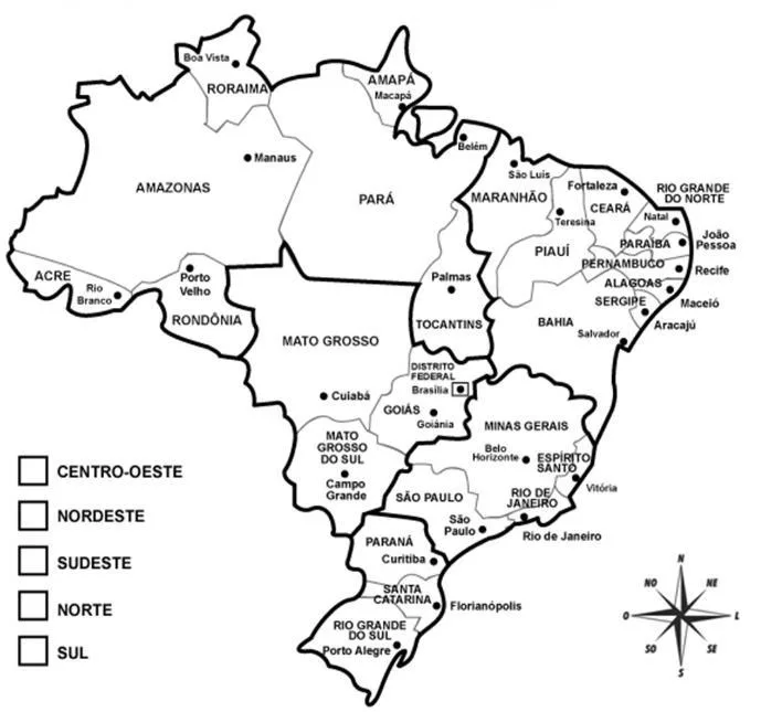 Atividades estados e regiões brasileiras