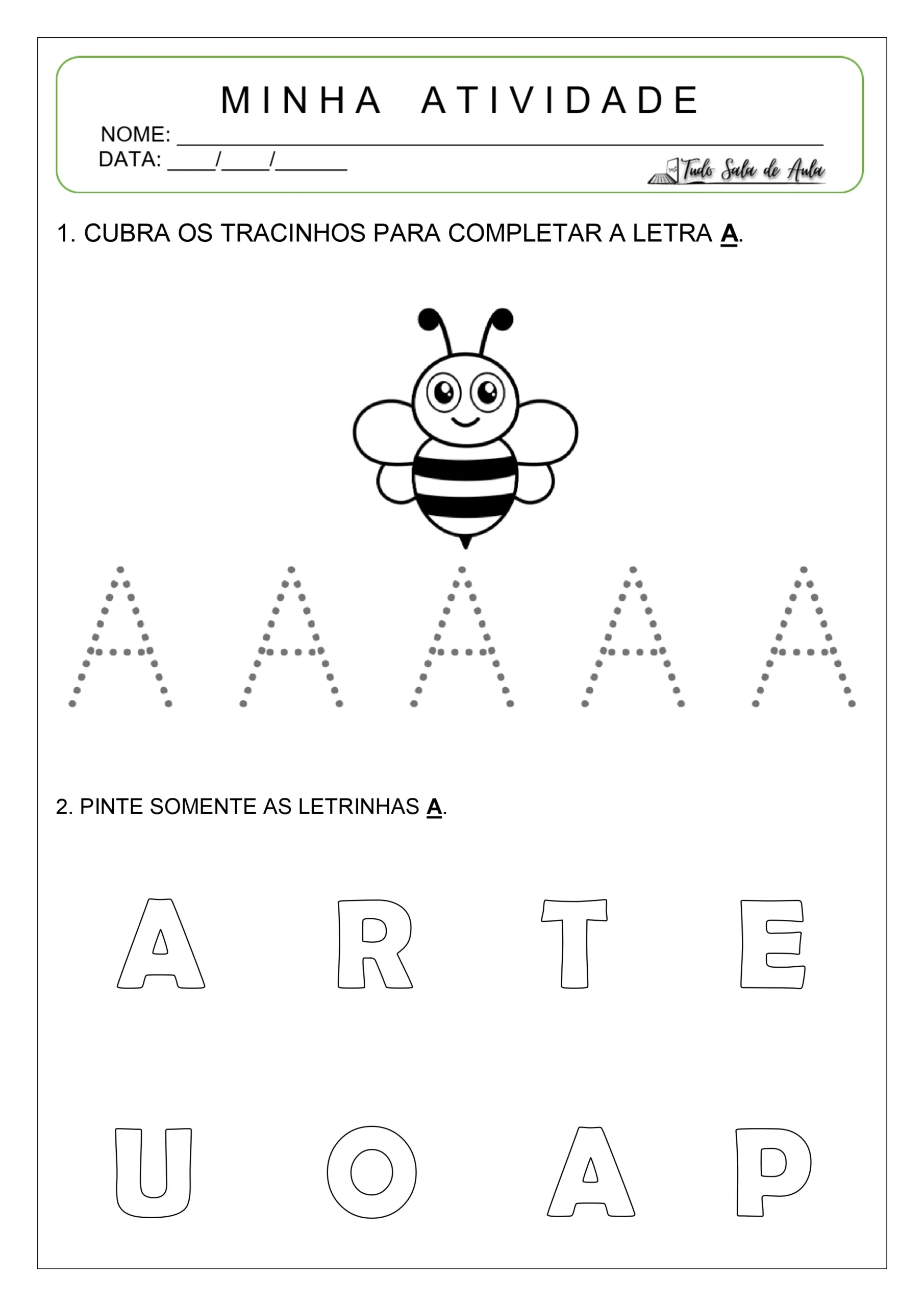 Atividades letra a para maternal