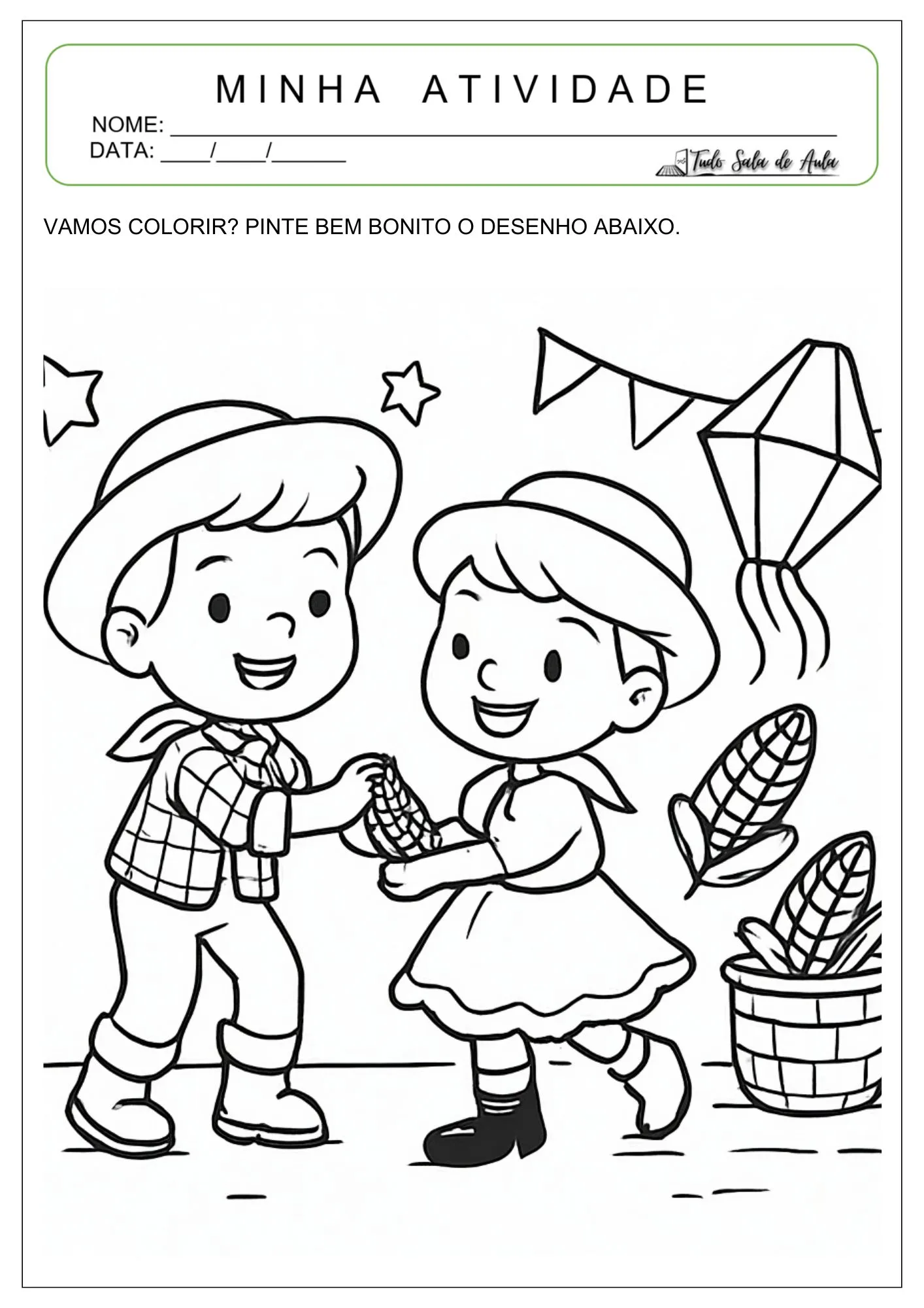 10 Desenhos para Colorir sobre Festas Juninas