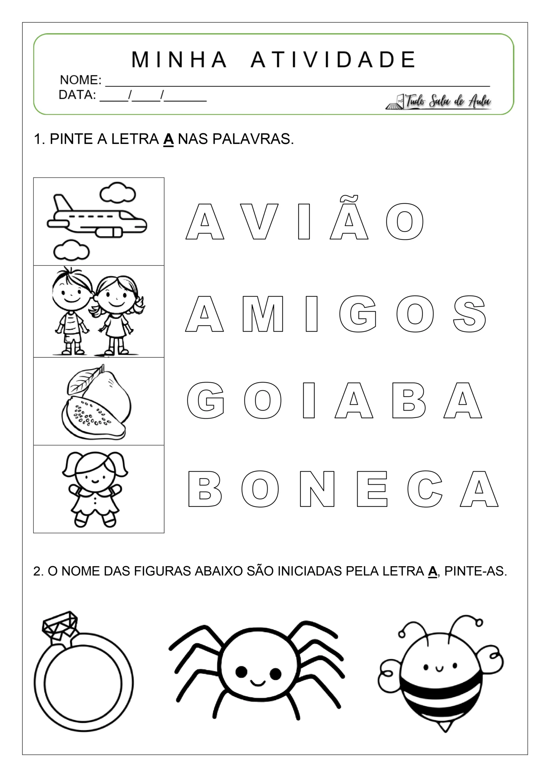 Atividades letra a para maternal
