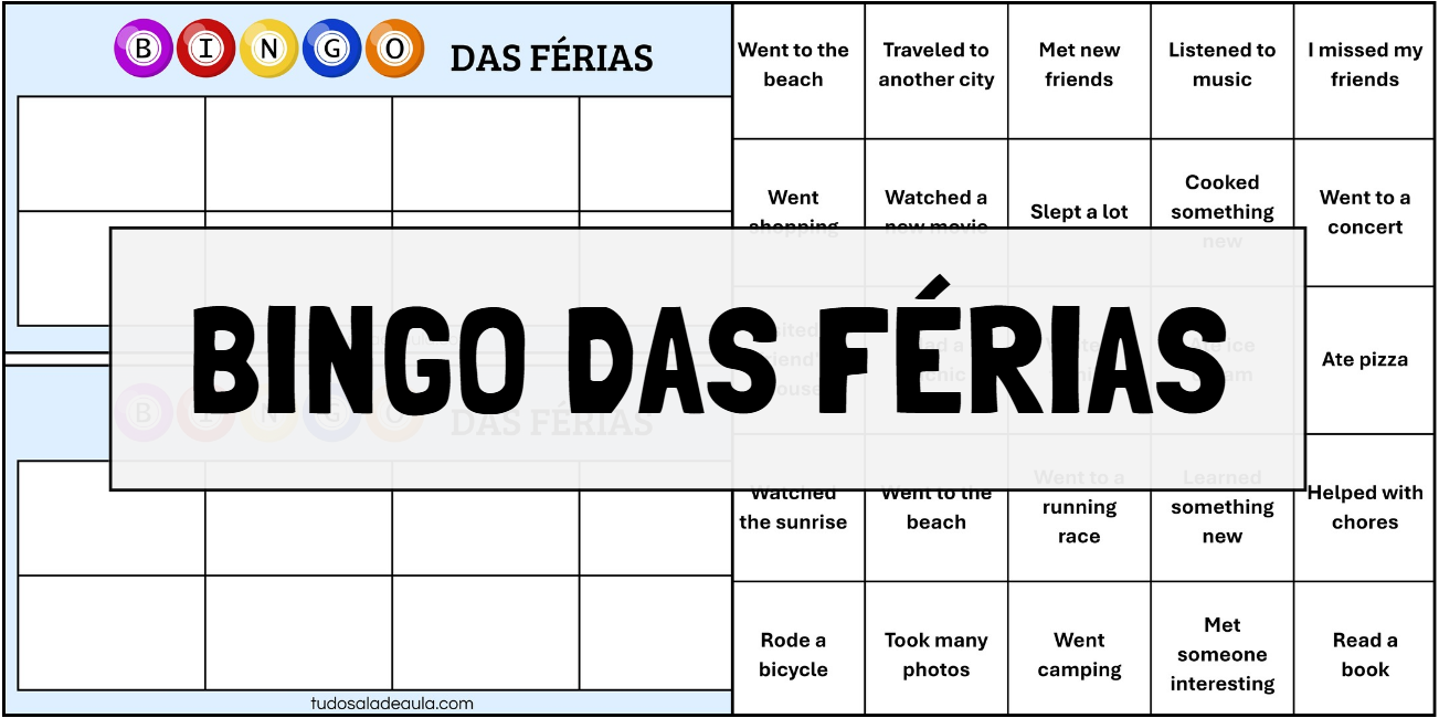 atividade lúdica bingo das férias