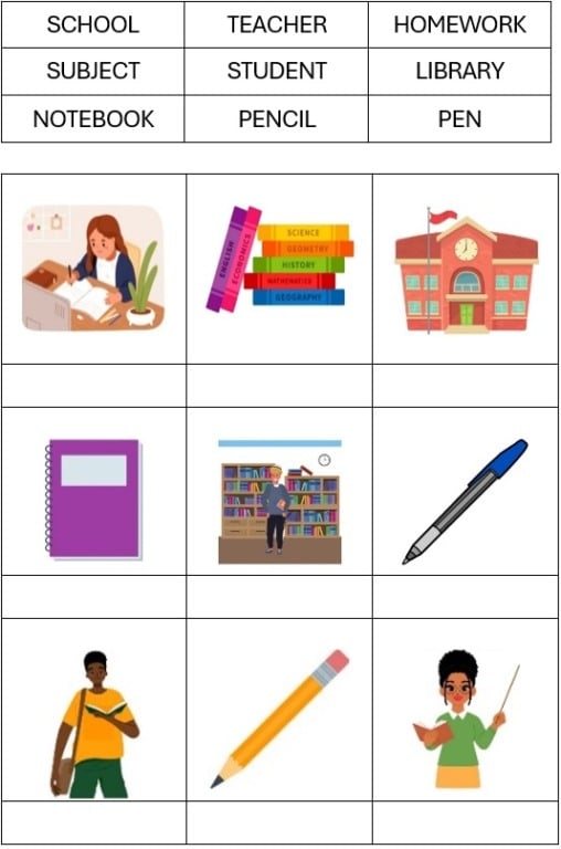 Atividade de inglês sobre dia do estudante