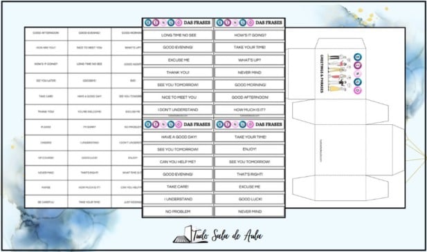 Bingo das Saudações em Inglês - Atividade pronta para impressão