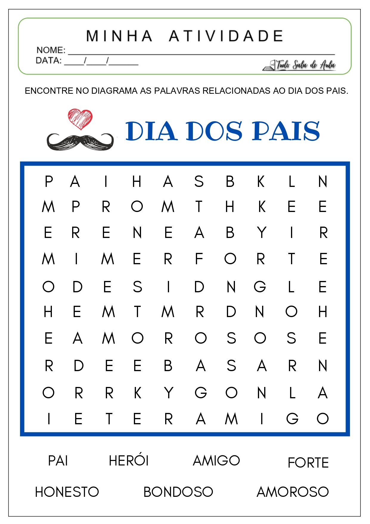 atividade dia dos pais